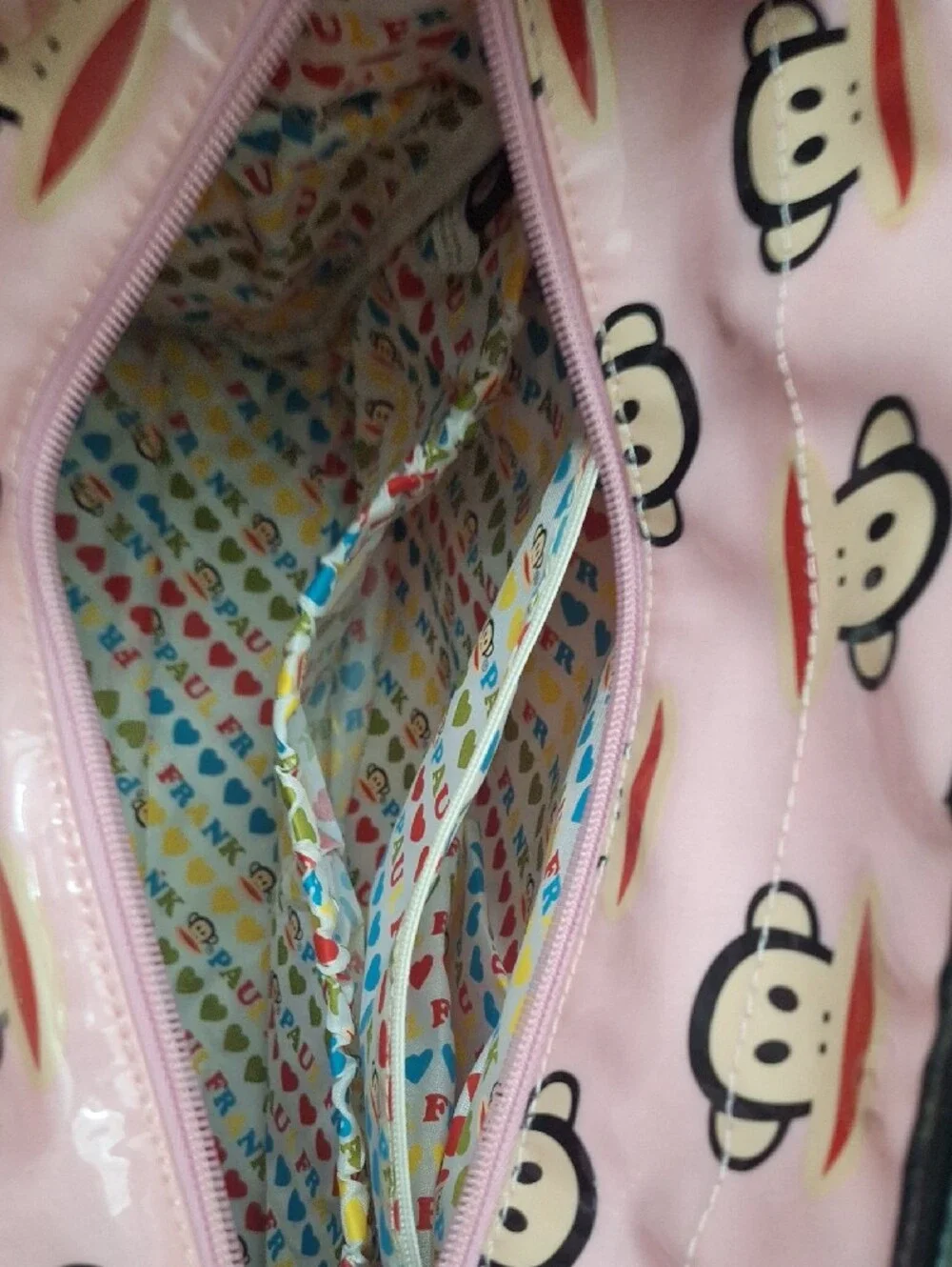 Y2K Vintage Paul Frank Pink Monkey Print Diaper Bag, Changing Pad, 2 Blankets